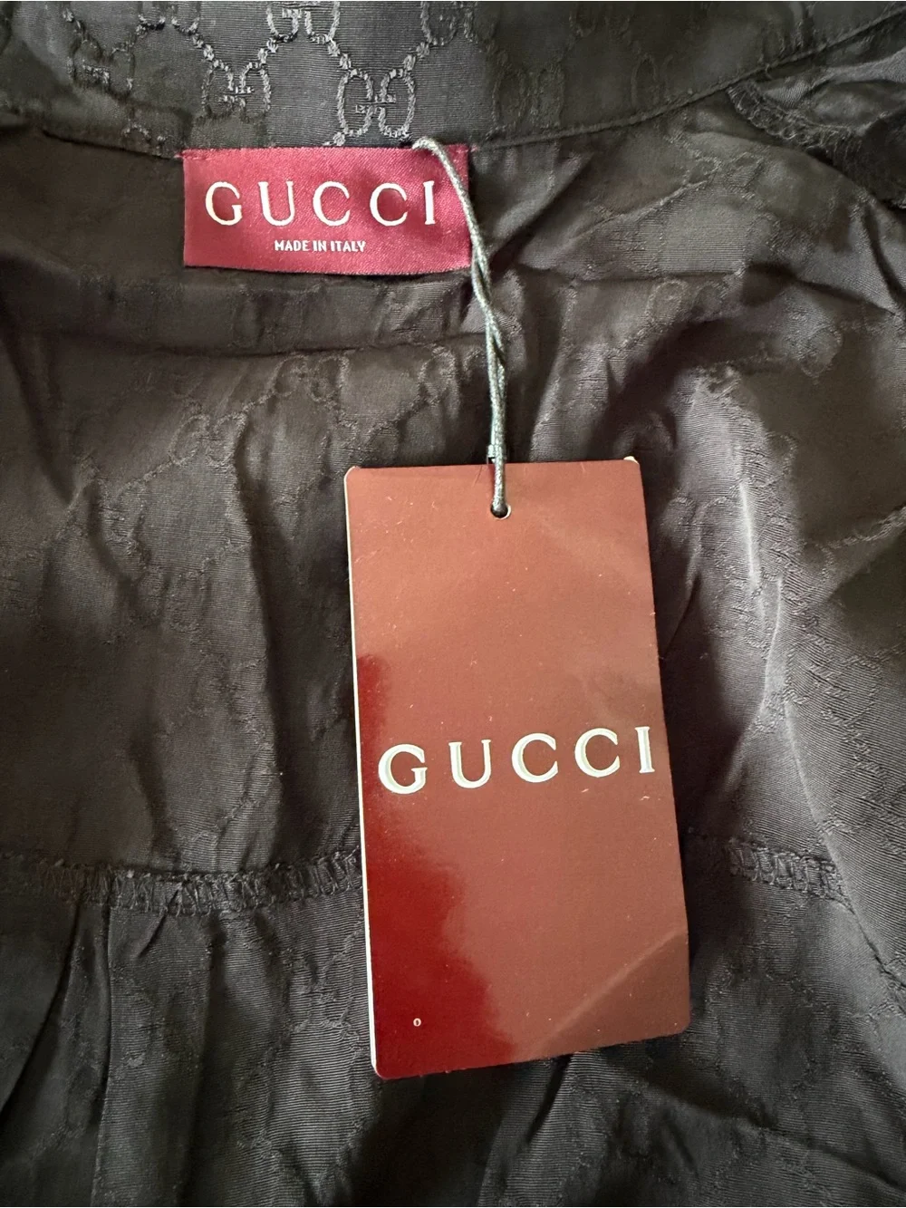 Gucci Black Monogram Long-Sleeve Button-Down Shirt